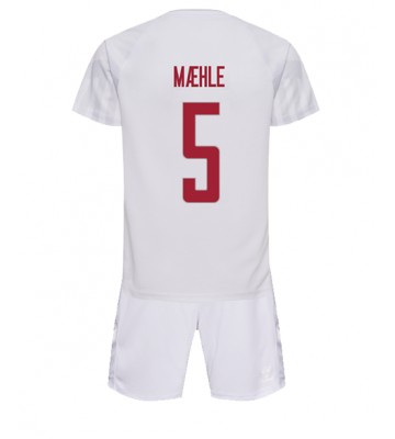 Denmark Joakim Maehle #5 Replica Away Stadium Kit for Kids World Cup 2022 Short Sleeve (+ pants)